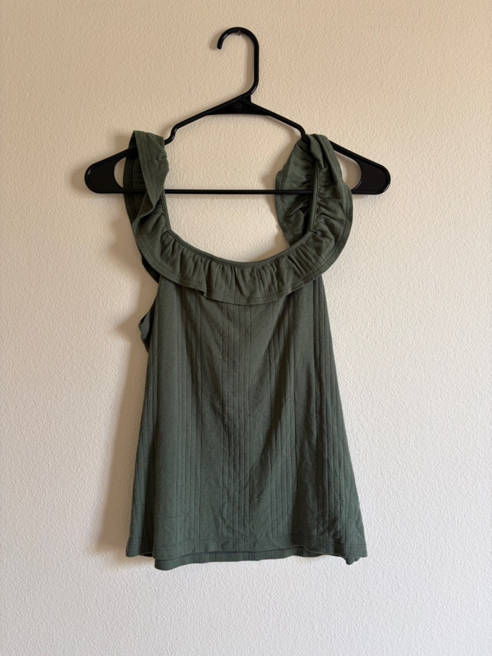 GAP Olive Green Ribbed Ruffle-Neck Tank